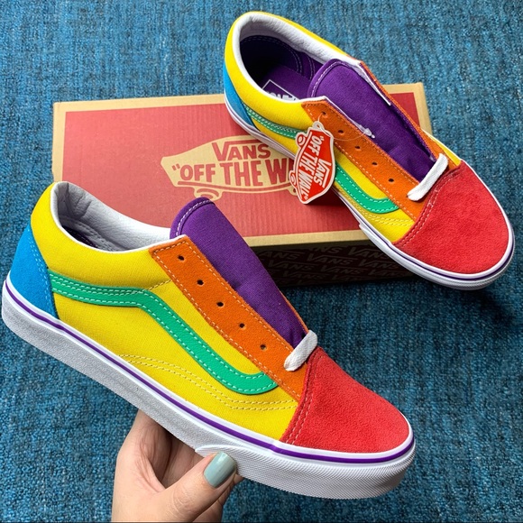 rainbow colorblock vans
